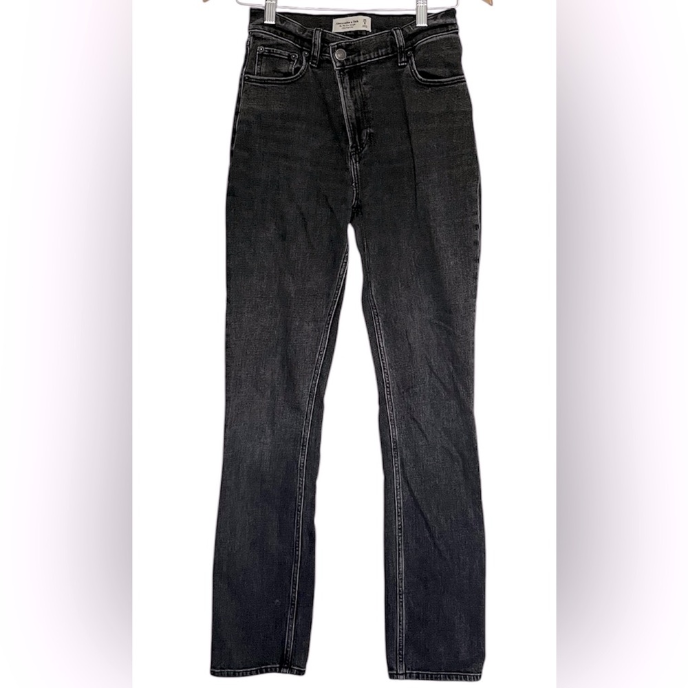 Abercrombie & Fitch 90s slim straight ultra high rise black jeans crossover
